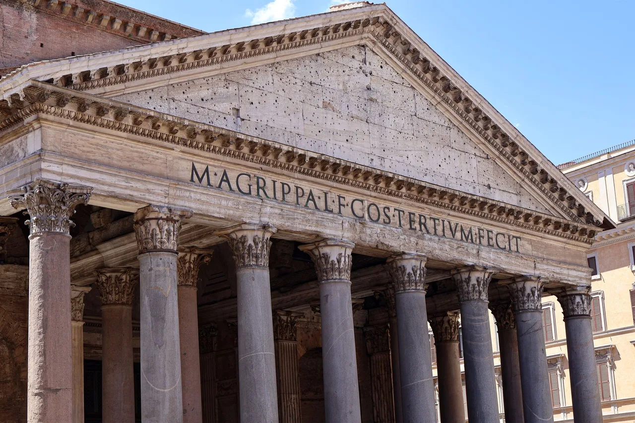 The Pantheon in Rome, with its columned portico and pediment